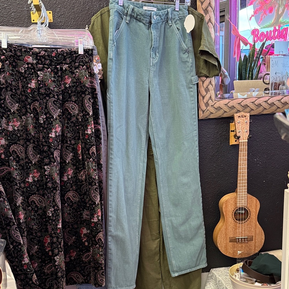 PacSun carpenter pants Pacsun Ocean Green '90s Boyfriend Carpenter Pants - Picture 2 of 5